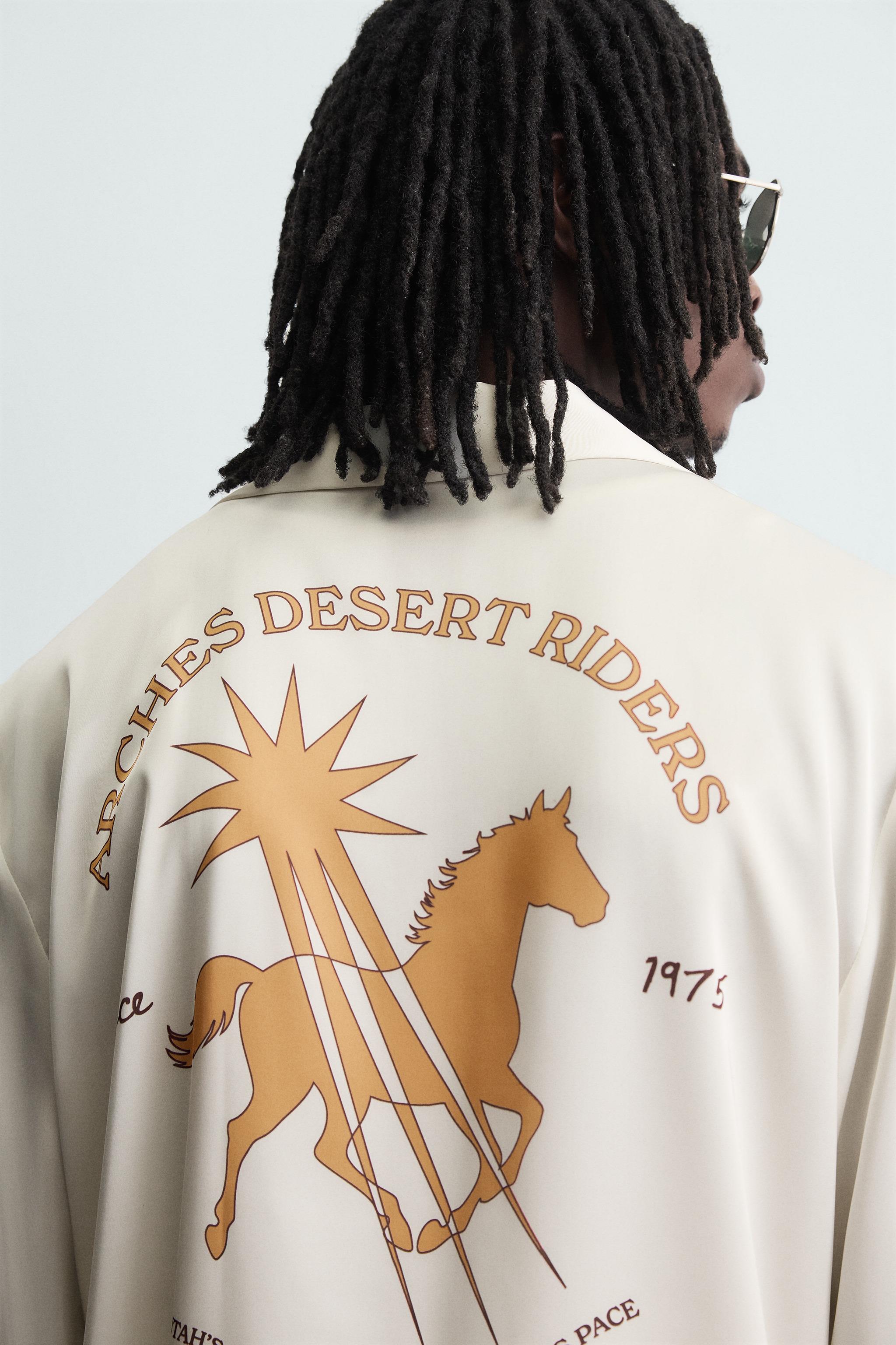 CONTRAST PRINT FLOWY SHIRT